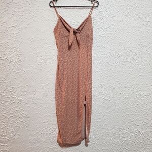 Misty rose floral print fitted midi dress